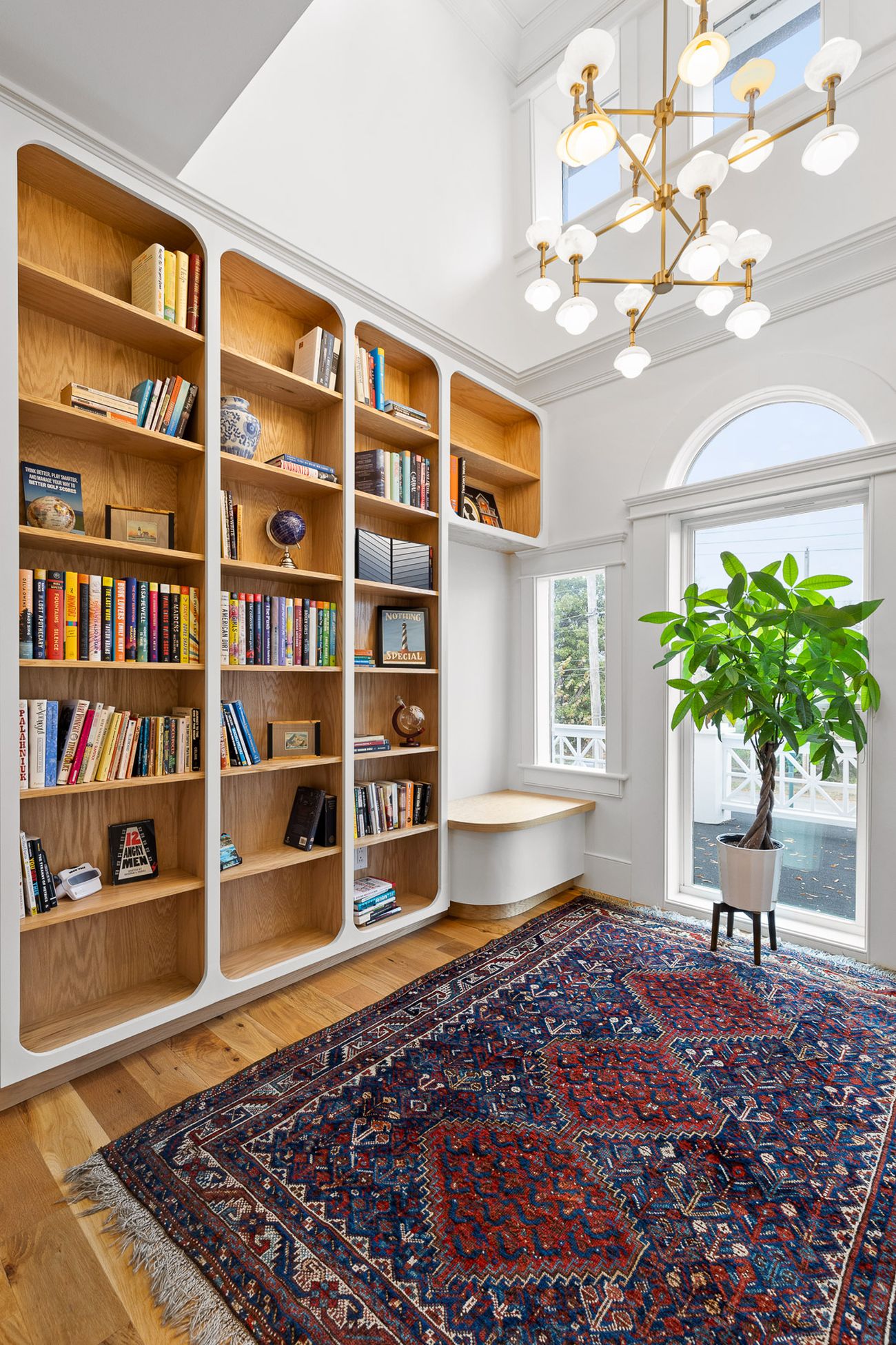 Handcrafted library joinery and reading nook